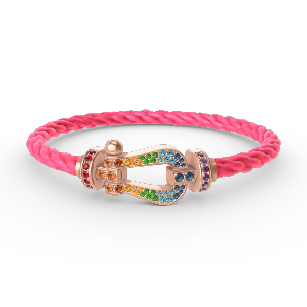 [⭐Glow]FORCE LARGE HORSESHOE  COLORED DIAMOND BRACELET ROSE GOLD
