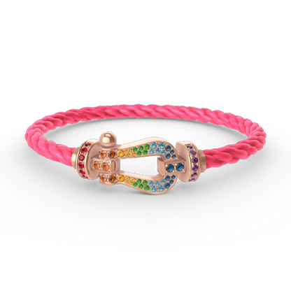 [⭐Glow]FORCE LARGE HORSESHOE  COLORED DIAMOND BRACELET ROSE GOLD