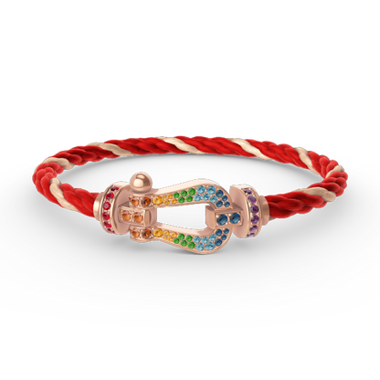 [⭐Glow]FORCE LARGE HORSESHOE  COLORED DIAMOND BRACELET ROSE GOLD