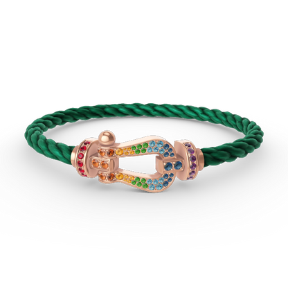 [⭐Glow]FORCE LARGE HORSESHOE  COLORED DIAMOND BRACELET ROSE GOLD