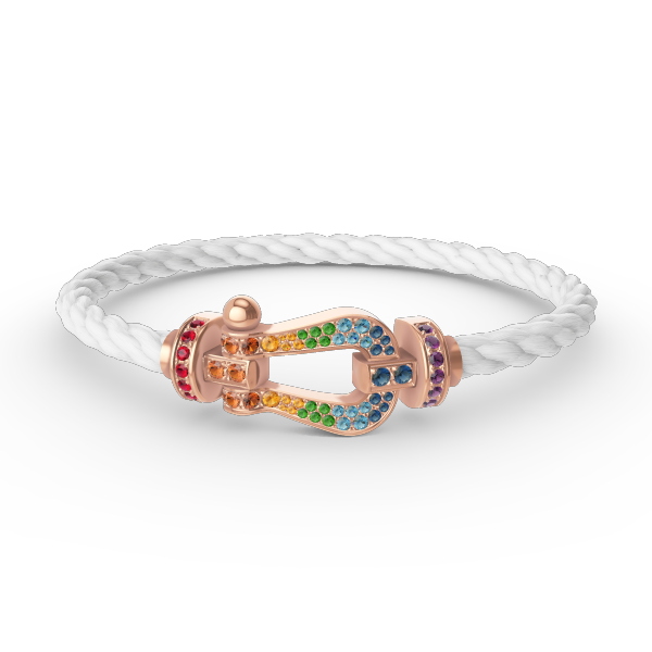 [⭐Glow]FORCE LARGE HORSESHOE  COLORED DIAMOND BRACELET ROSE GOLD