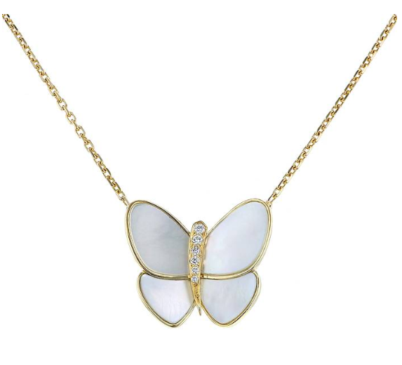 [⭐Glow]BUTTERFLY GOLD MOP DIAMOND NECKLACE