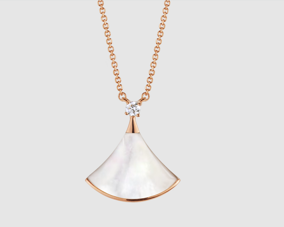 [⭐Glow]DREAM NECKLACE WHITE MOP PINK GOLD 1 DIAMOND