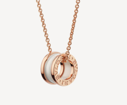 [⭐Glow]ZERO 1 WHITE CERAMIC PINK GOLD NECKLACE