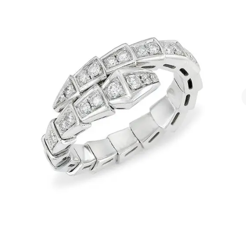[⭐Glow]SERPENTI RING SILVER DIAMOND PAVED 4MM