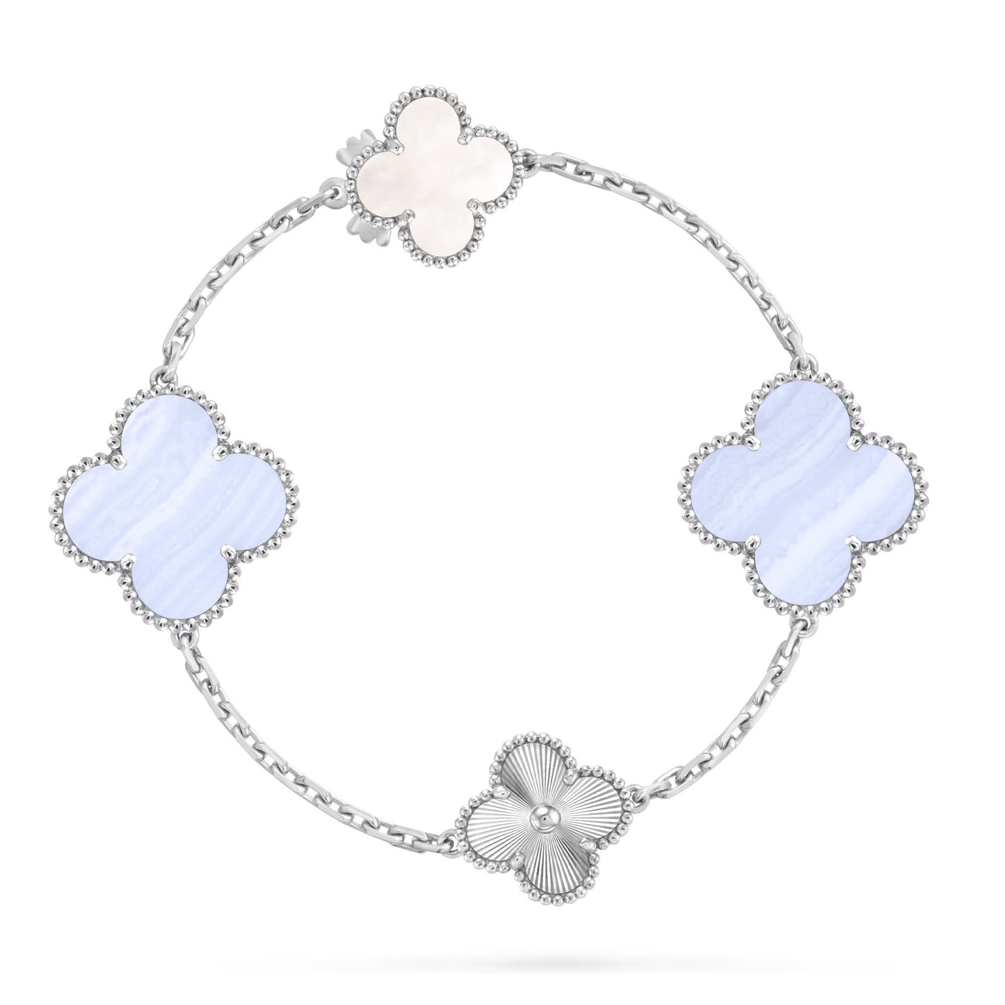 [⭐Glow]DETACHABLE CLOVER 15(11+4) FLOWER SILVER NECKLACE SET