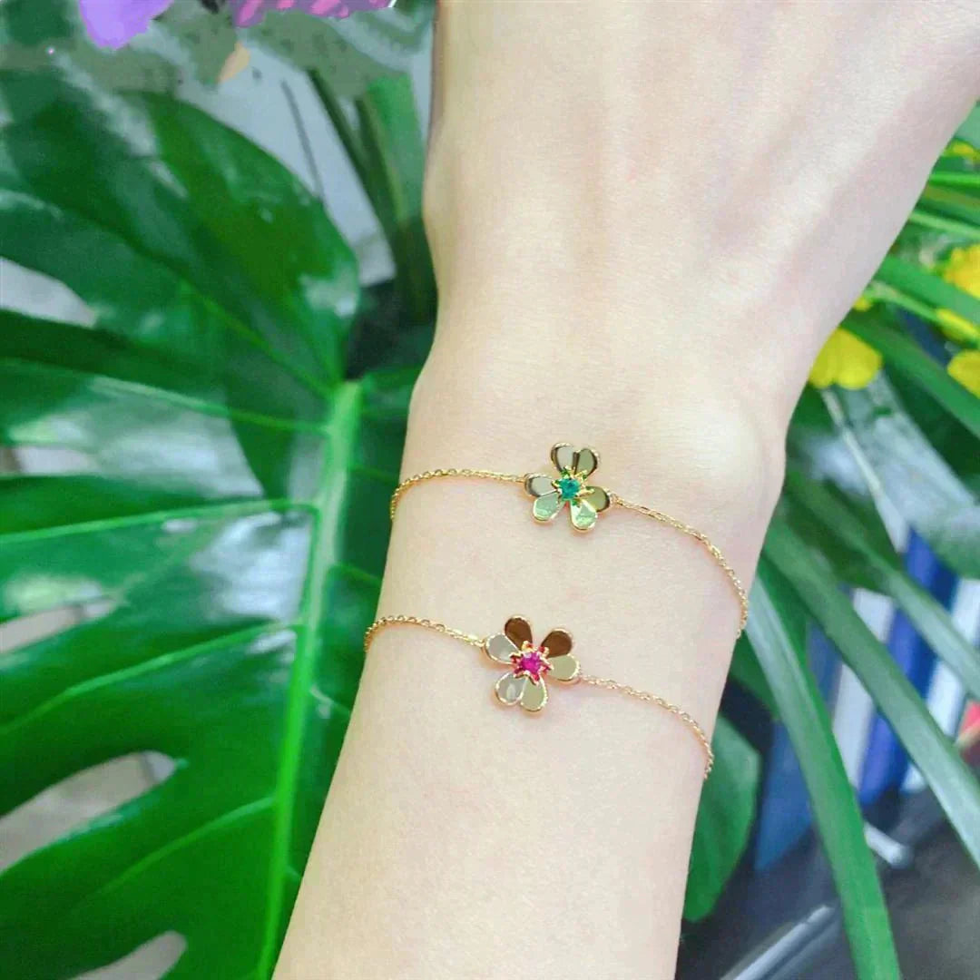 [⭐Glow]FRIVOLE GOLD FLOWER PINK MALACHITE BRACELET