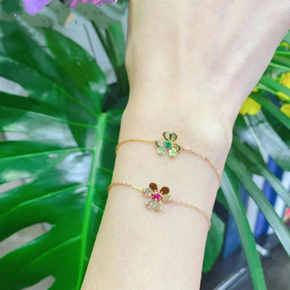 [⭐Glow]FRIVOLE GOLD FLOWER PINK MALACHITE BRACELET
