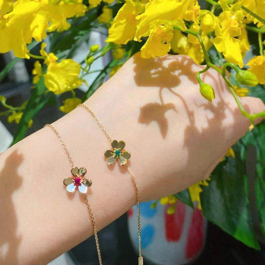 [⭐Glow]FRIVOLE GOLD FLOWER PINK MALACHITE BRACELET