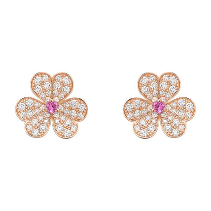 [⭐Glow]FRIVOLE PINK GOLD FLOWER DIAMOND EARRINGS