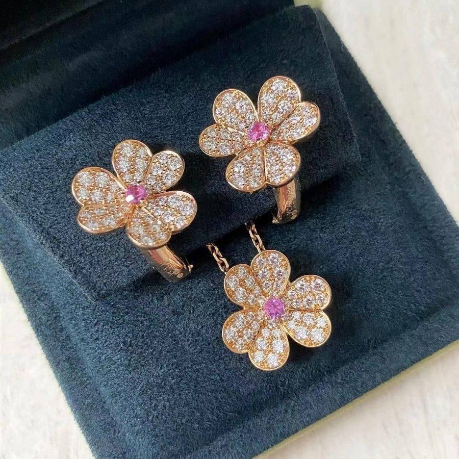 [⭐Glow]FRIVOLE ROSE GOLD FLOWER DIAMOND NECKLACE