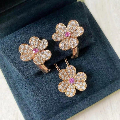 [⭐Glow]FRIVOLE ROSE GOLD FLOWER DIAMOND NECKLACE