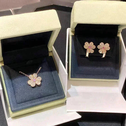 [⭐Glow]FRIVOLE ROSE GOLD FLOWER DIAMOND NECKLACE