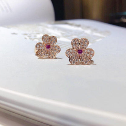 [⭐Glow]FRIVOLE PINK GOLD FLOWER DIAMOND EARRINGS