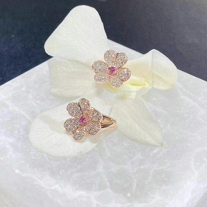 [⭐Glow]FRIVOLE PINK GOLD FLOWER DIAMOND EARRINGS