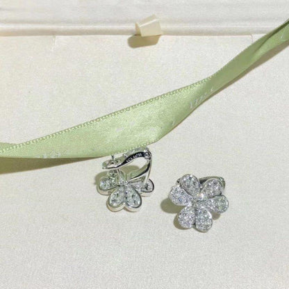 [⭐Glow]FRIVOLE SILVER FLOWER DIAMOND EARRINGS