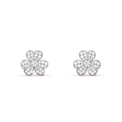 [⭐Glow]FRIVOLE SILVER FLOWER DIAMOND EARRINGS