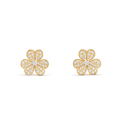[⭐Glow]FRIVOLE GOLD FLOWER DIAMOND EARRINGS