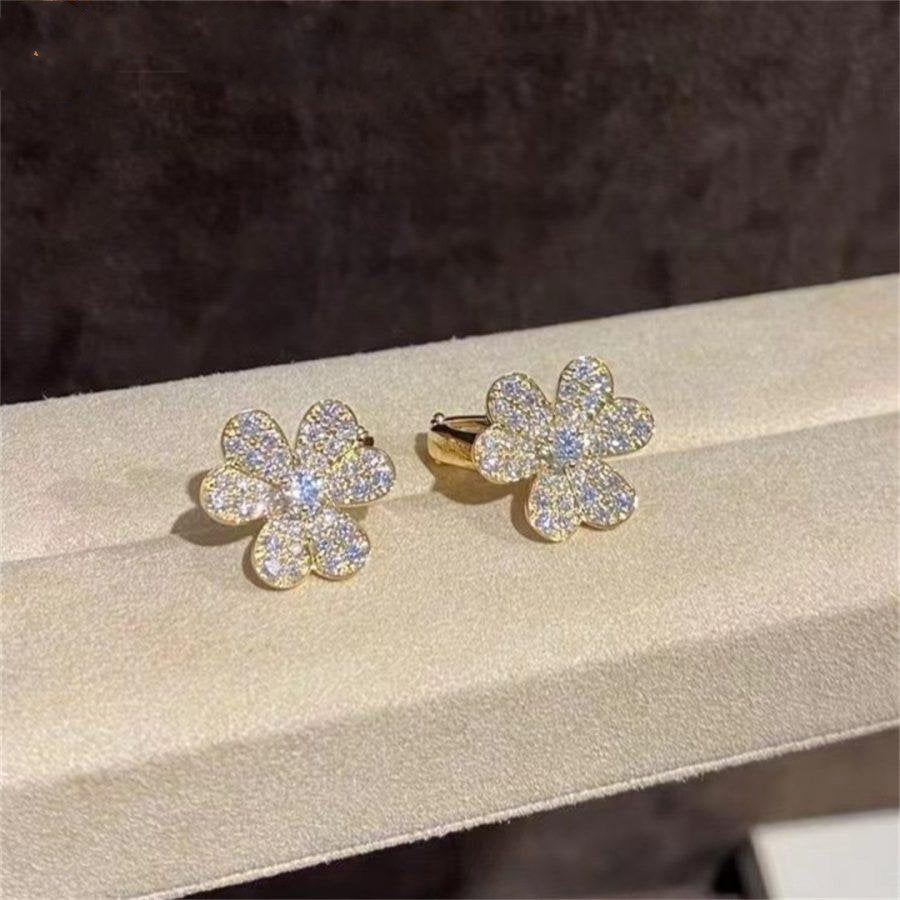 [⭐Glow]FRIVOLE GOLD FLOWER DIAMOND EARRINGS