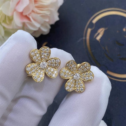 [⭐Glow]FRIVOLE GOLD FLOWER DIAMOND EARRINGS