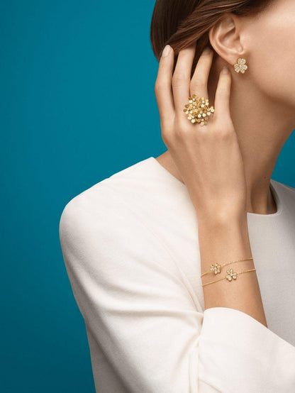 [⭐Glow]FRIVOLE GOLD FLOWER DIAMOND EARRINGS