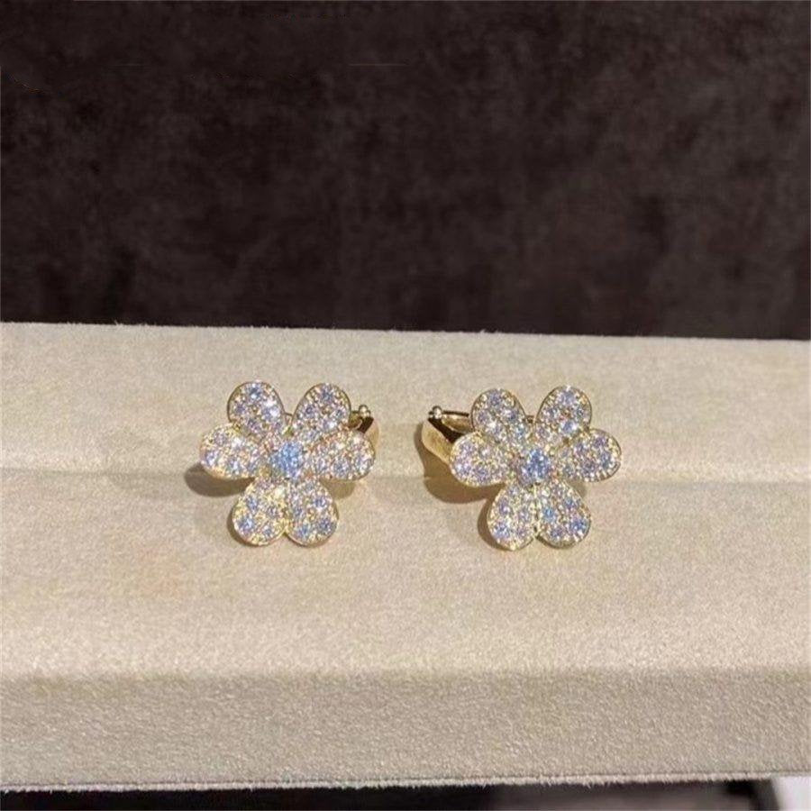 [⭐Glow]FRIVOLE GOLD FLOWER DIAMOND EARRINGS