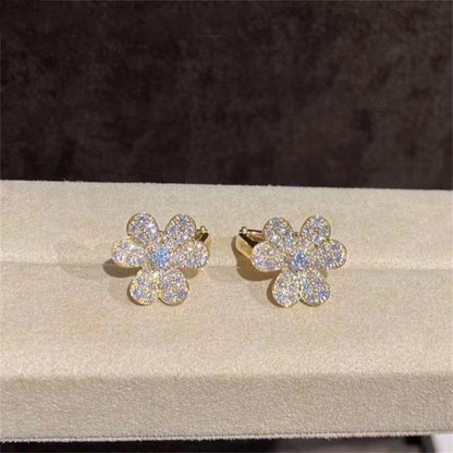 [⭐Glow]FRIVOLE GOLD FLOWER DIAMOND EARRINGS