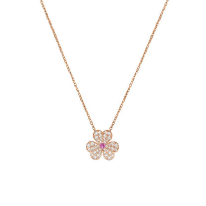 [⭐Glow]FRIVOLE ROSE GOLD FLOWER DIAMOND NECKLACE