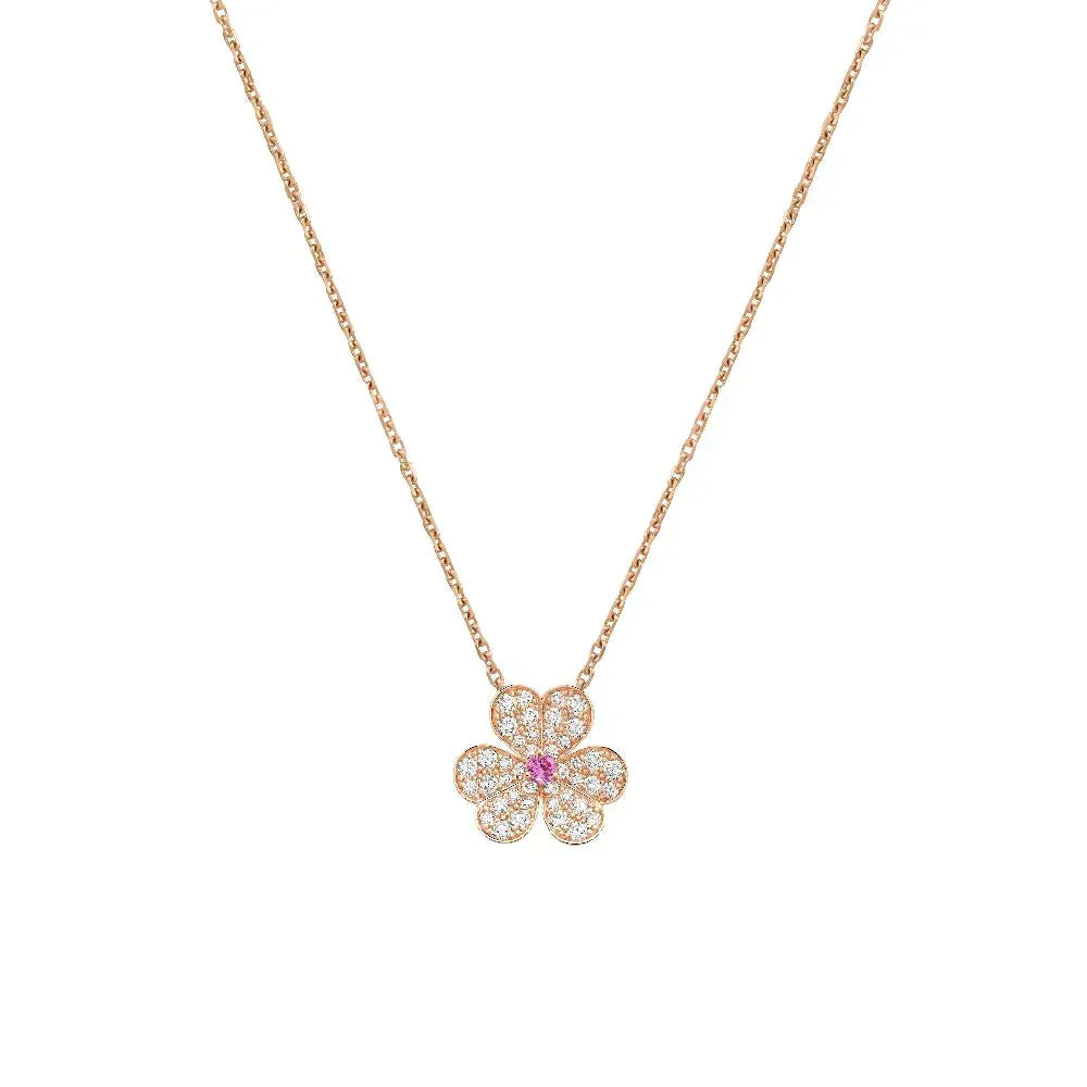 [⭐Glow]FRIVOLE ROSE GOLD FLOWER DIAMOND NECKLACE