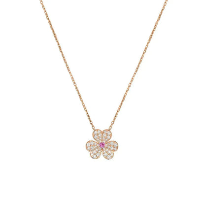 [⭐Glow]FRIVOLE ROSE GOLD FLOWER DIAMOND NECKLACE