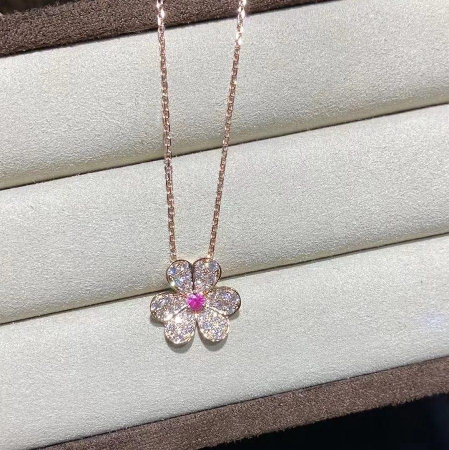 [⭐Glow]FRIVOLE ROSE GOLD FLOWER DIAMOND NECKLACE
