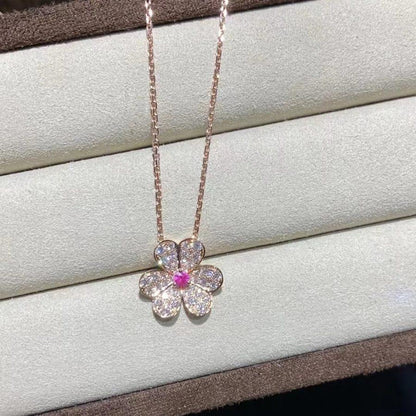 [⭐Glow]FRIVOLE ROSE GOLD FLOWER DIAMOND NECKLACE