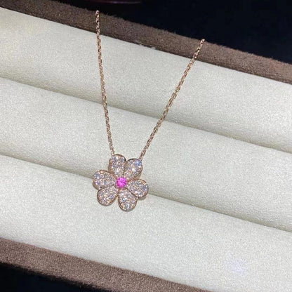 [⭐Glow]FRIVOLE ROSE GOLD FLOWER DIAMOND NECKLACE