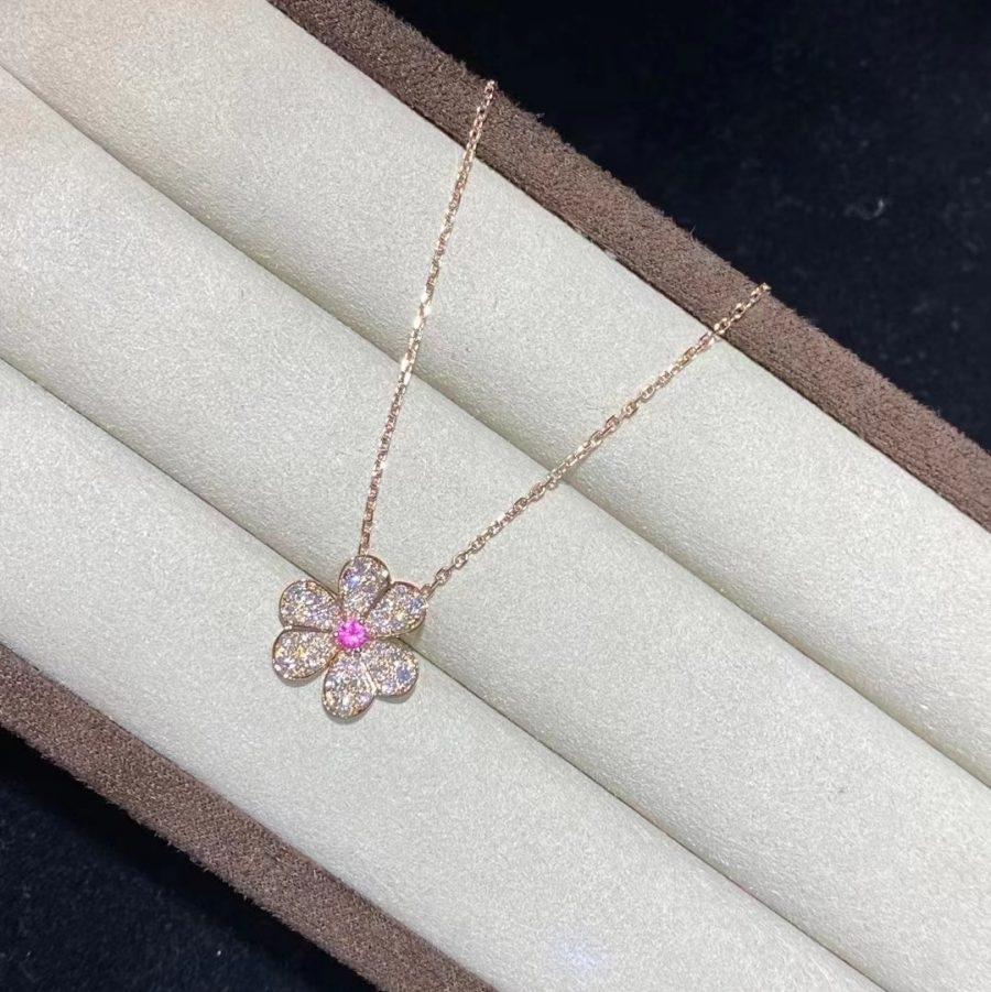 [⭐Glow]FRIVOLE ROSE GOLD FLOWER DIAMOND NECKLACE