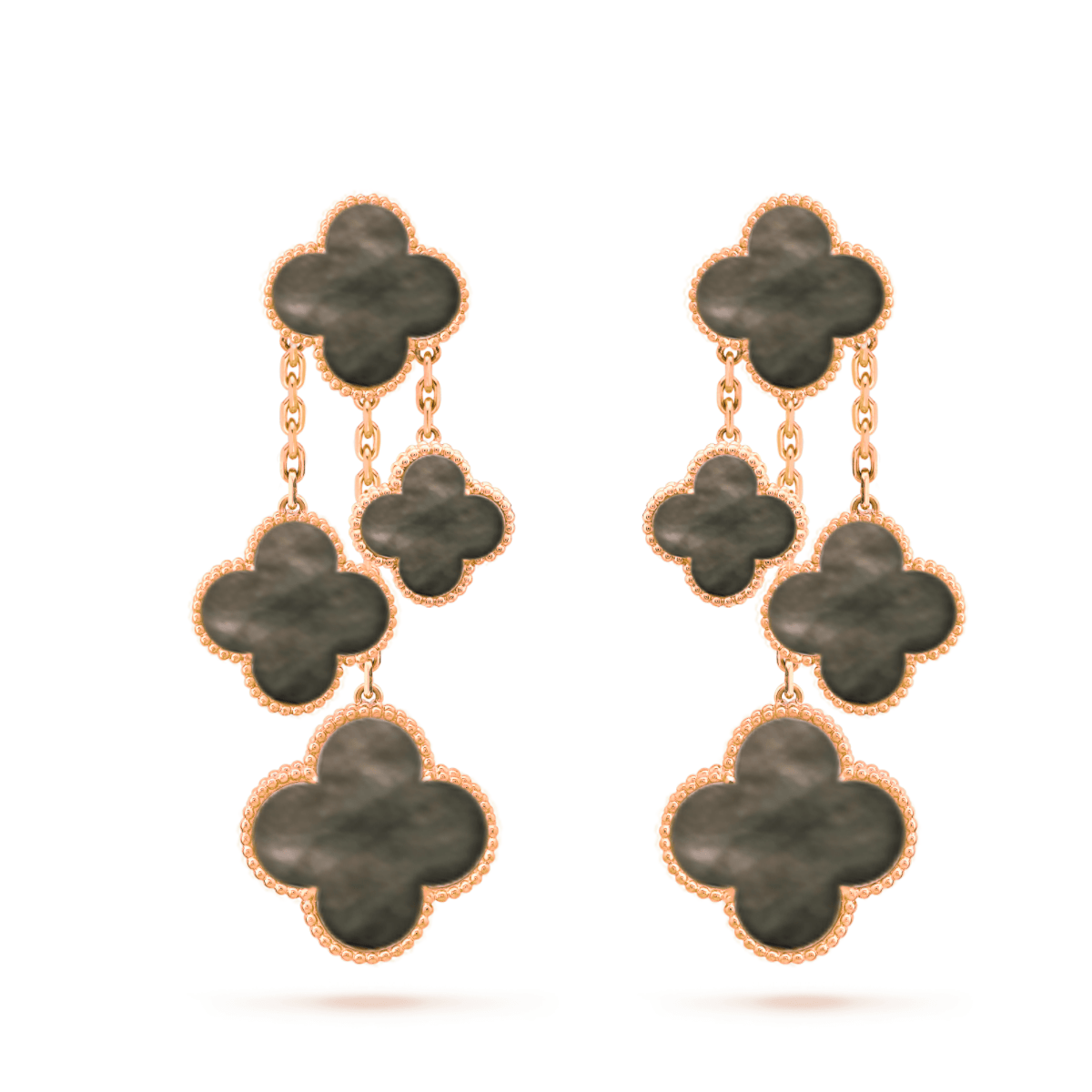 [⭐Glow]CLOVER EARRINGS DARK MOP 4 MOTIFS ROSE GOLD