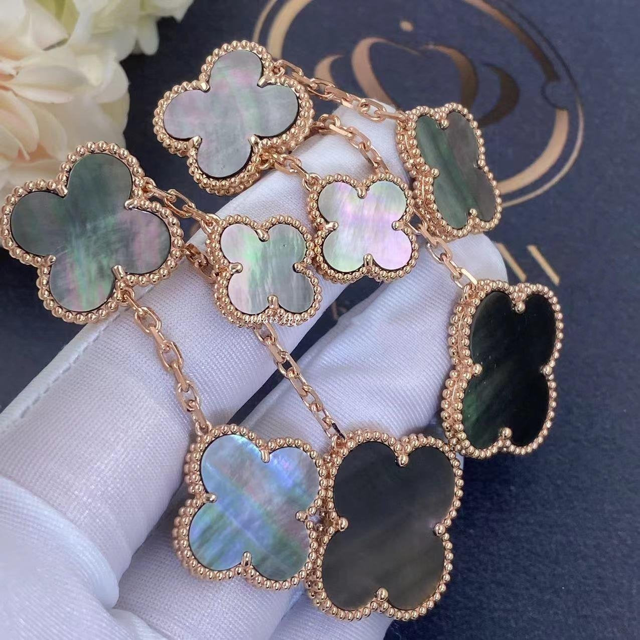 [⭐Glow]CLOVER EARRINGS DARK MOP 4 MOTIFS ROSE GOLD
