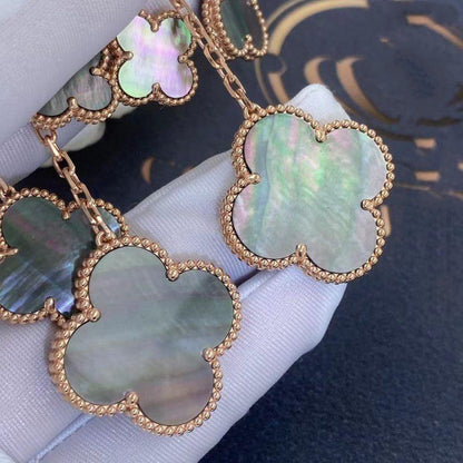 [⭐Glow]CLOVER EARRINGS DARK MOP 4 MOTIFS ROSE GOLD