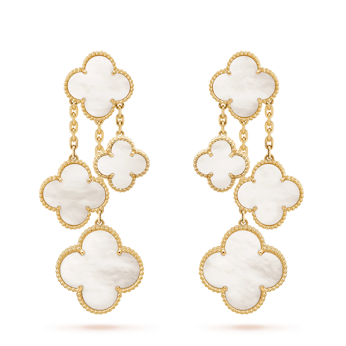 [⭐Glow]CLOVER EARRINGS WHITE MOP 4 MOTIFS GOLD