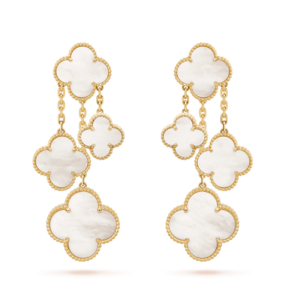 [⭐Glow]CLOVER EARRINGS WHITE MOP 4 MOTIFS GOLD