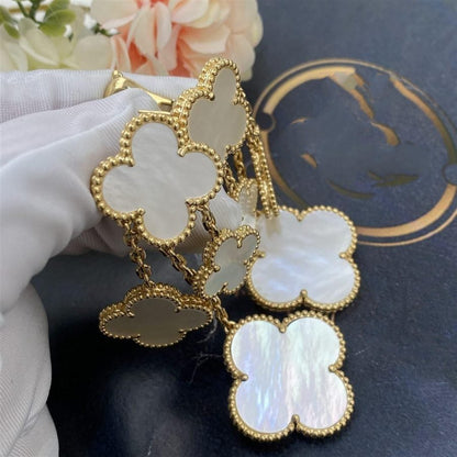 [⭐Glow]CLOVER EARRINGS WHITE MOP 4 MOTIFS GOLD
