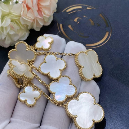 [⭐Glow]CLOVER EARRINGS WHITE MOP 4 MOTIFS GOLD
