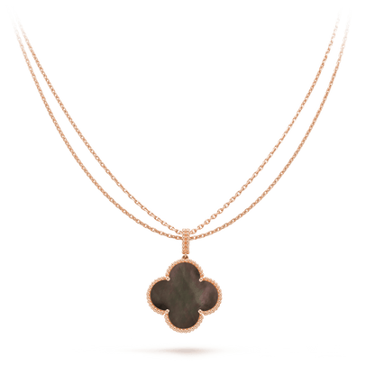 [⭐Glow]CLOVER 25MM GOLD DARK MOP BIG CLOVER NECKLACE