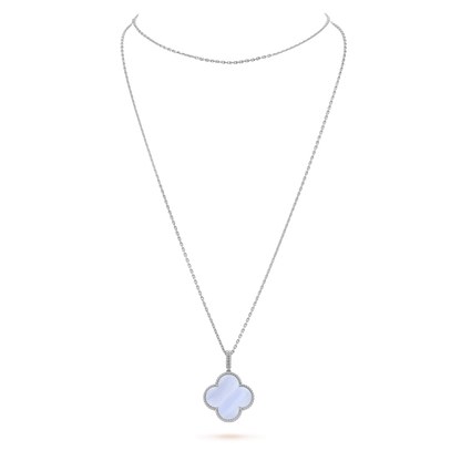 [⭐Glow]CLOVER SILVER CHALCEDONY BIG CLOVER NECKLACE