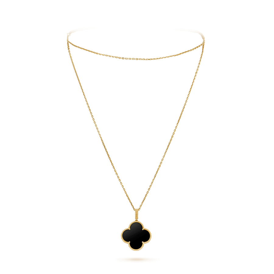 [⭐Glow]CLOVER 25MM GOLD ONYX BIG CLOVER NECKLACE