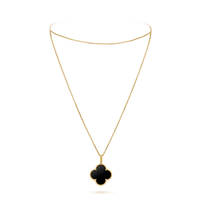 [⭐Glow]CLOVER 25MM GOLD ONYX BIG CLOVER NECKLACE
