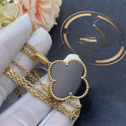 [⭐Glow]CLOVER 25MM GOLD ONYX BIG CLOVER NECKLACE