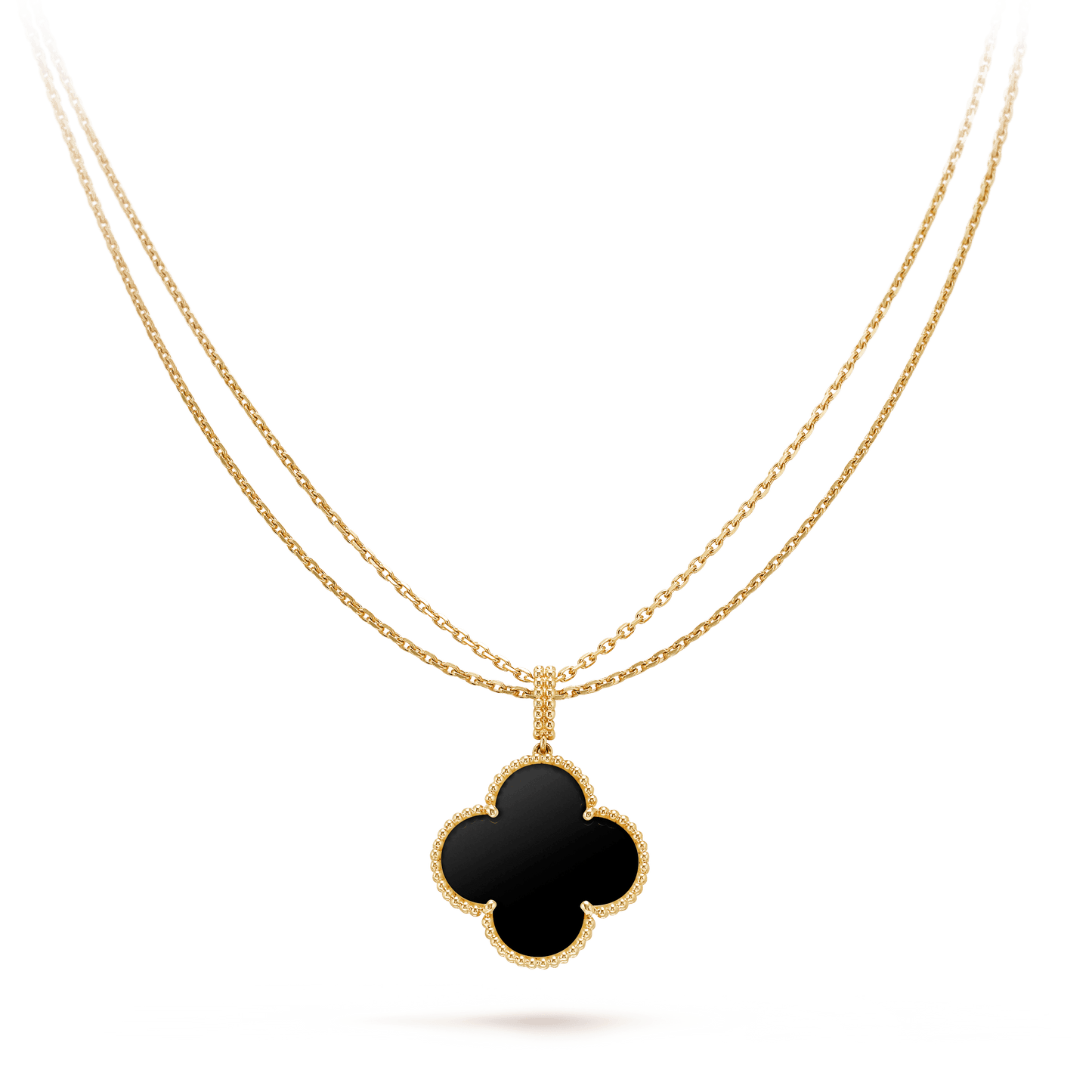 [⭐Glow]CLOVER 25MM GOLD ONYX BIG CLOVER NECKLACE