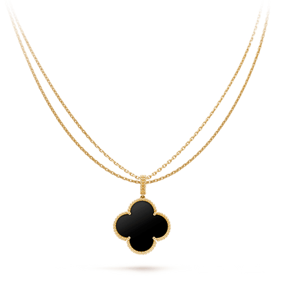 [⭐Glow]CLOVER 25MM GOLD ONYX BIG CLOVER NECKLACE