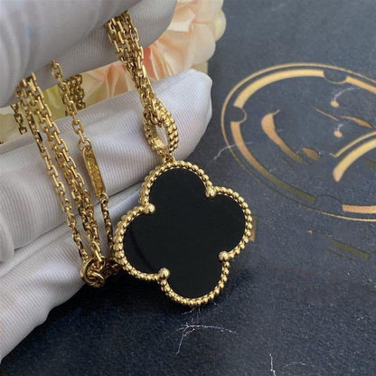 [⭐Glow]CLOVER 25MM GOLD ONYX BIG CLOVER NECKLACE