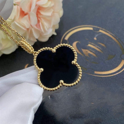 [⭐Glow]CLOVER 25MM GOLD ONYX BIG CLOVER NECKLACE